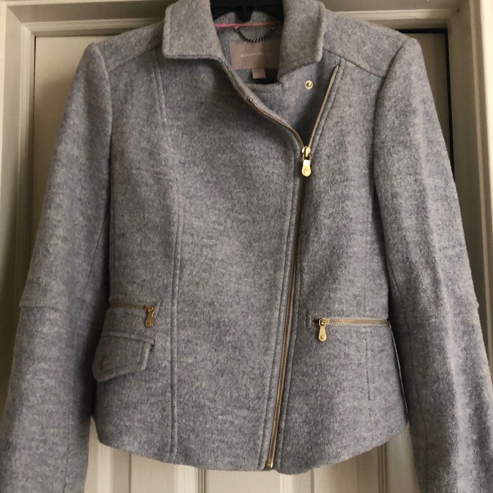 Banana Republic fleece motojacket in gray